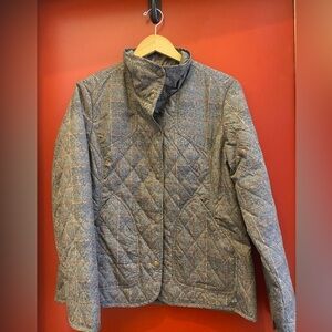 NWT Eddie Bauer Quilted Plaid Peacoat in Gray and Brown